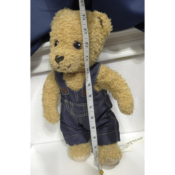 IKEA BRUMMA Teddy Bear Jointed Cuddle Brown Plush in Blue Denim Overalls - Picture 12 of 12